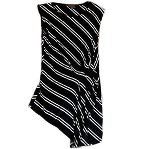 Vince Camuto asymmetrical shirt sleeveless black and white stripes S